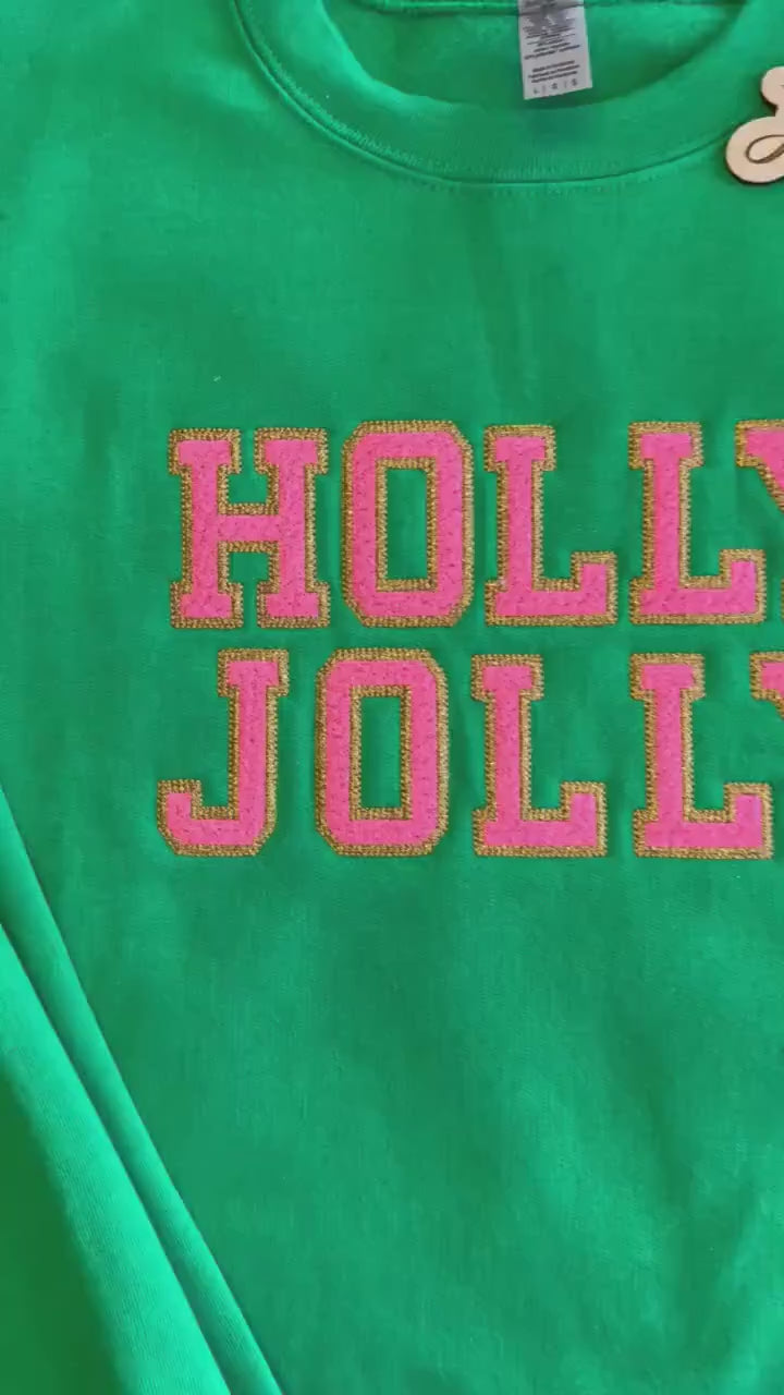 Holly Jolly Embroidered Christmas Sweatshirt | Women's Holiday Crewneck | Christmas Aesthetic Sweatshirt | Cozy Gift for Her | Handmade Top