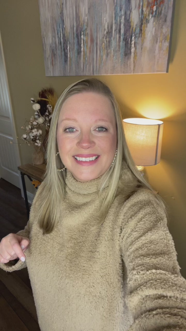 Fuzzy Sweater Top In Mocha, Pink, Cream, Black