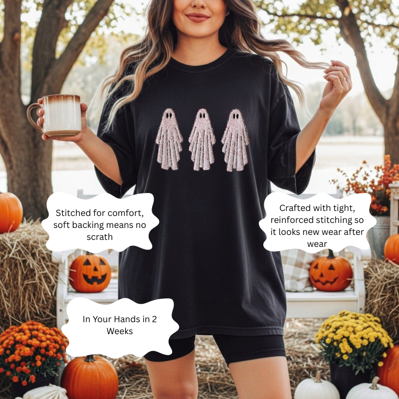 Sequin Ghost Halloween T-Shirt