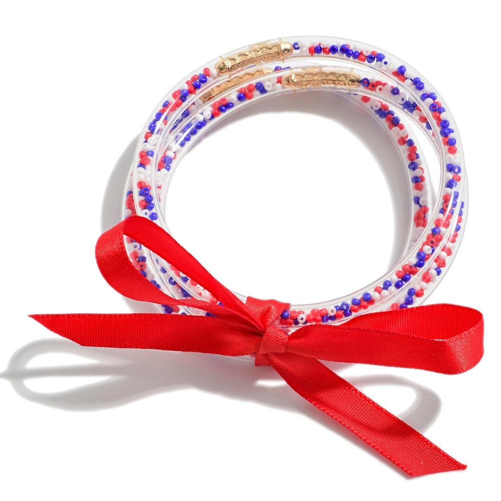 Red White and Blue Jelly Bangle Bracelet Set 