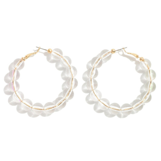 Translucent Acetate Beaded Hoop Earrings -Clear