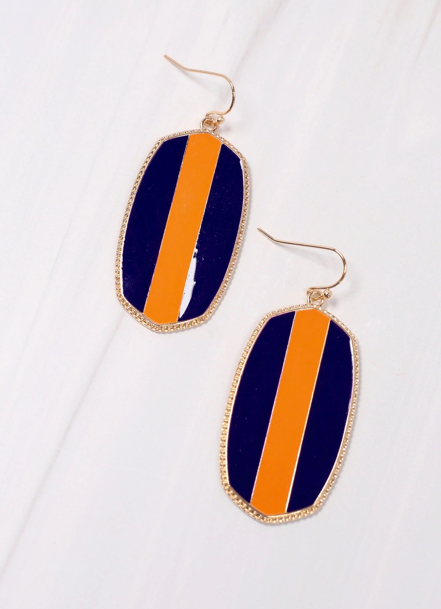 Orange & Blue End Zone Striped Drop Earrings