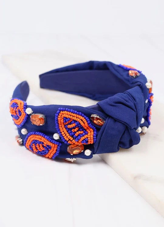 Orange & Blue Free Catch Football Headband