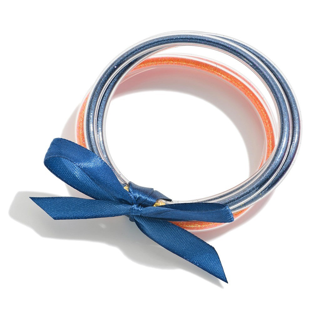 Orange & Blue Glitter Jelly Vinyl Game Day Bracelets