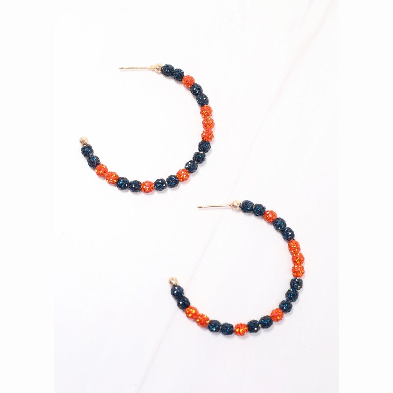 Orange & Blue School Pride Pave Hoop Earring 