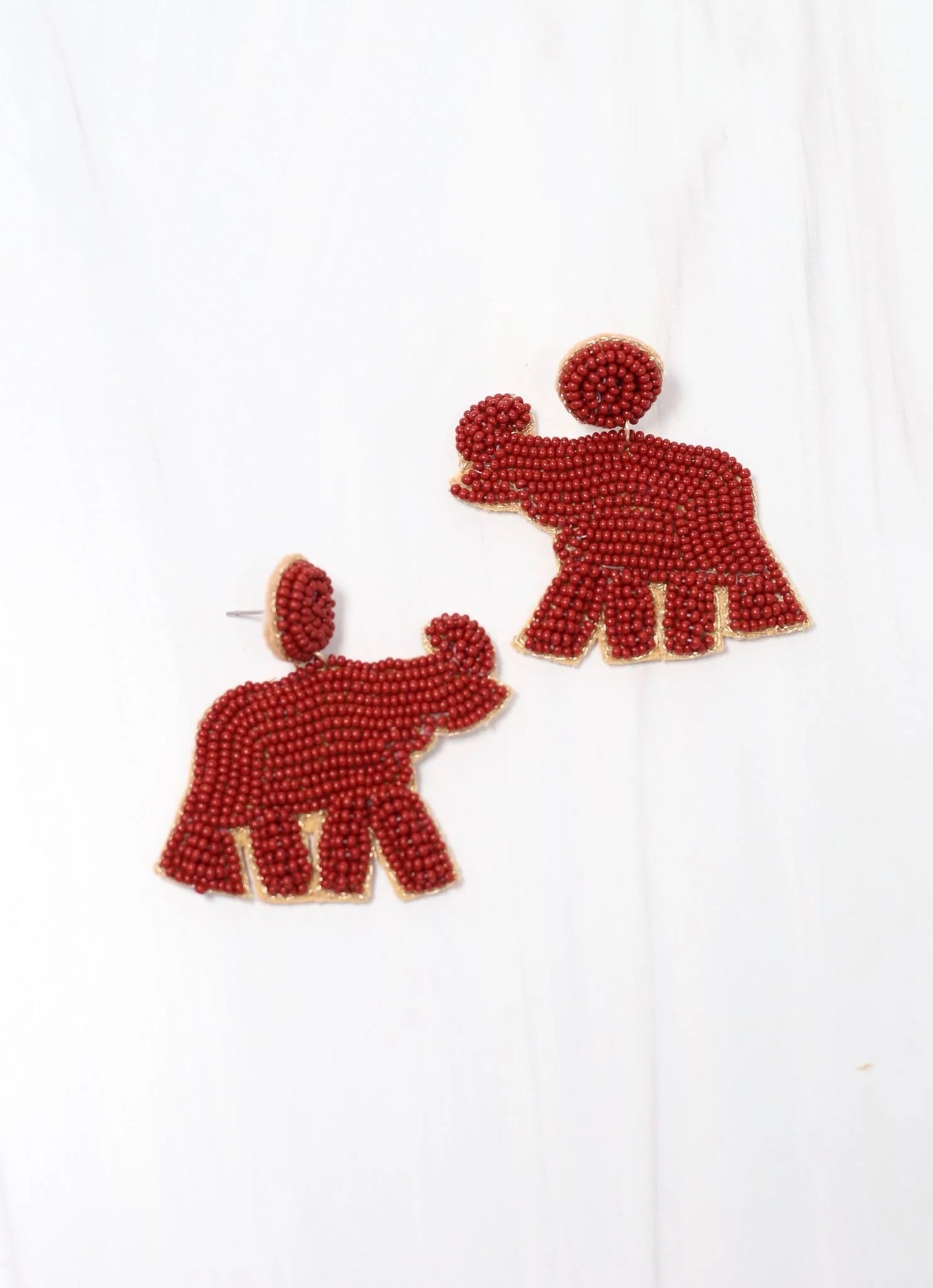 The Saban Crimson Beaded Elephant Earrings