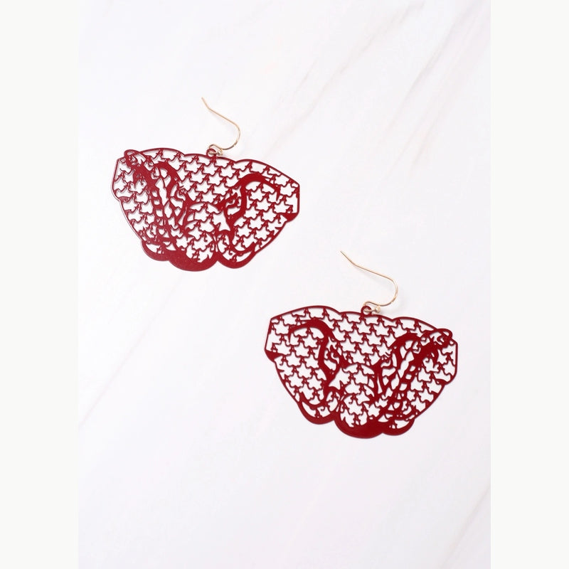 The Horton Cutout Elephant Earring CRIMSON