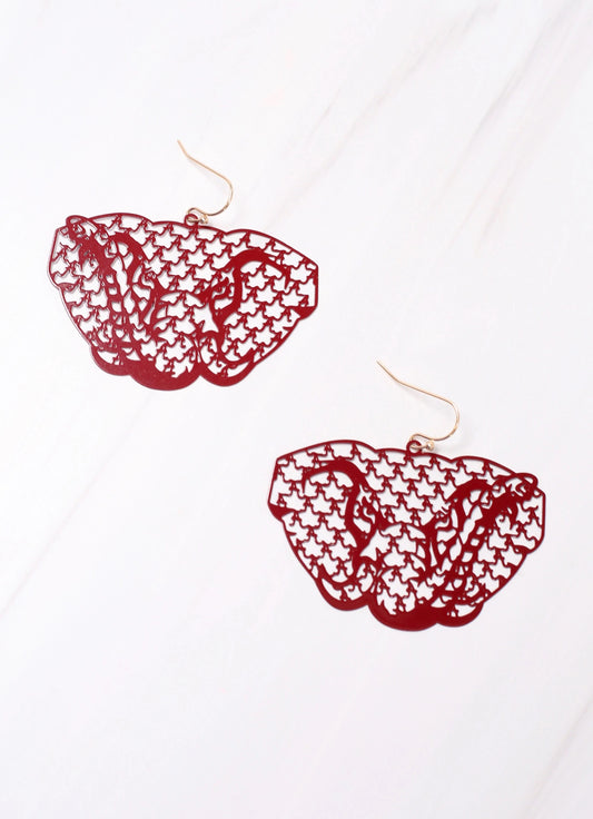 The Horton Cutout Elephant Earring CRIMSON