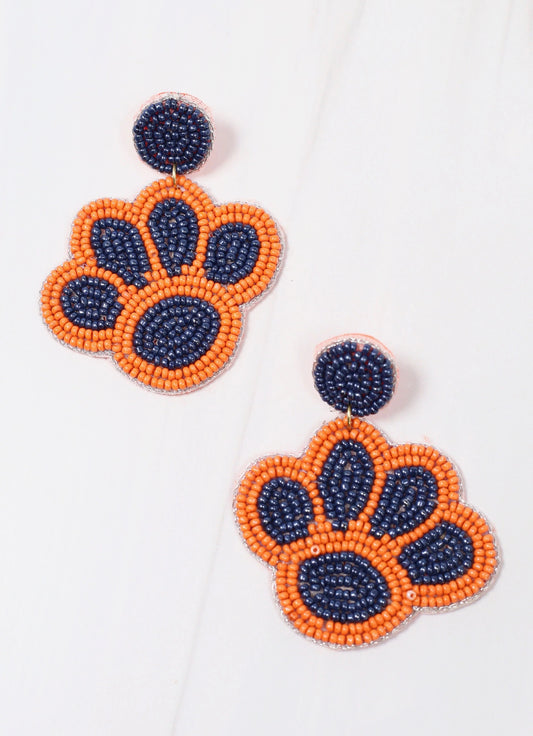 Orange & Blue Paw Print Earrings