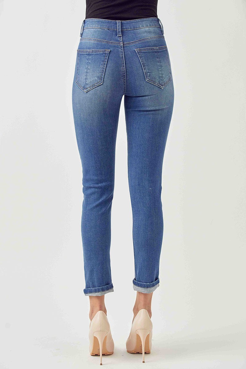 Risen Mid-Rise Ankle Skinny Jeans