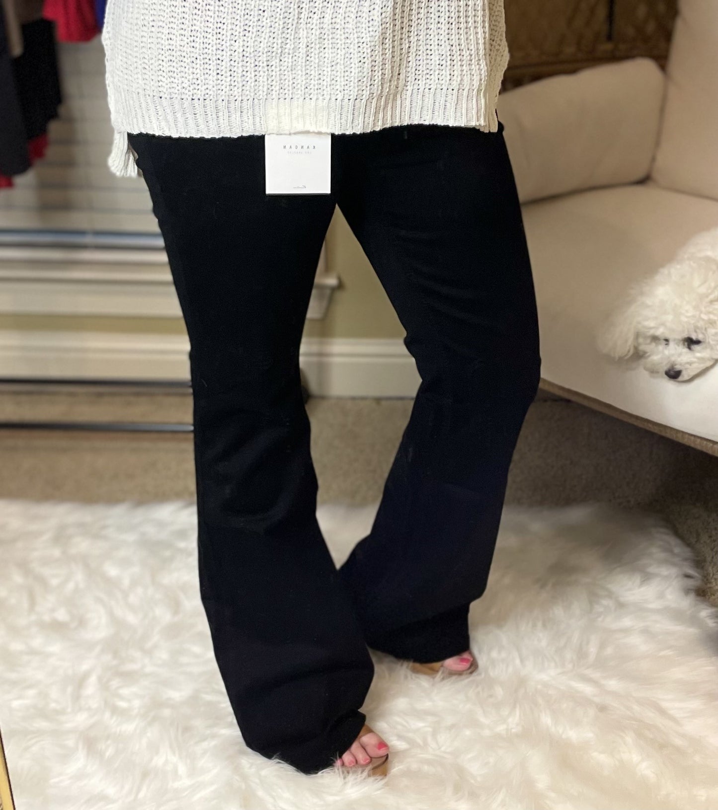 Kan Can Midrise Black Flare Jeans