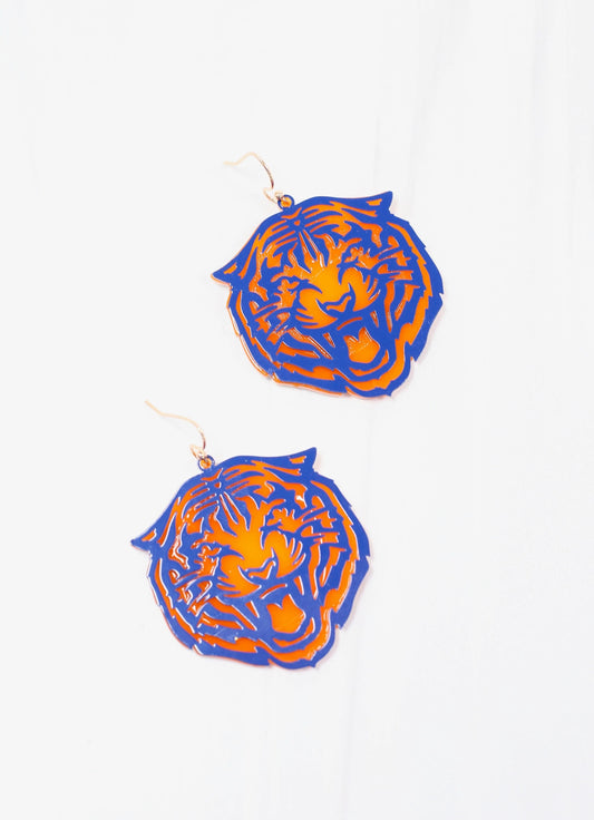 Orange & Blue Roarie Tiger Earring