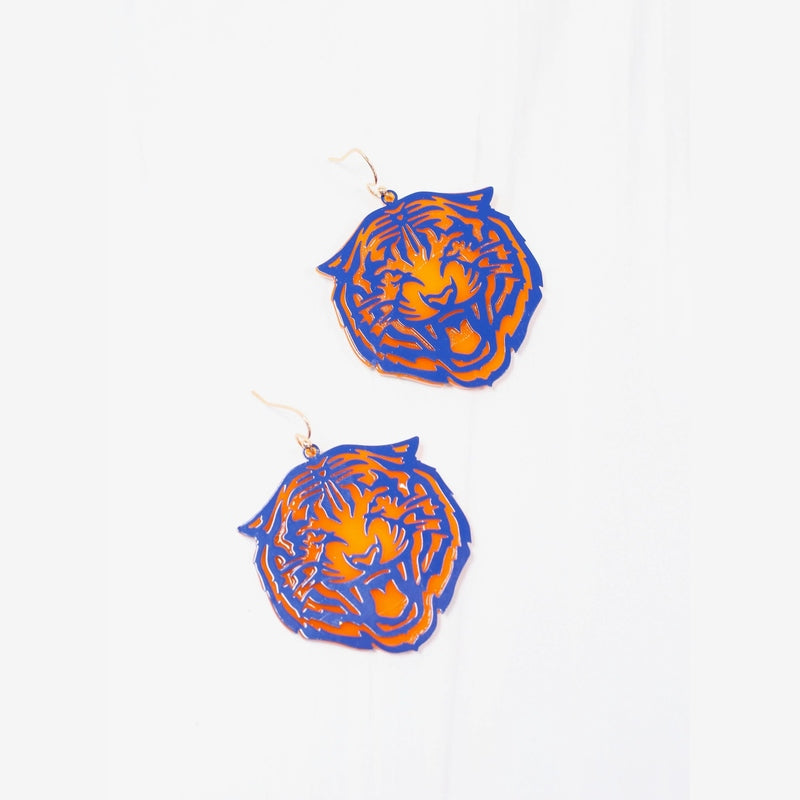 Orange & Blue Roarie Tiger Earring