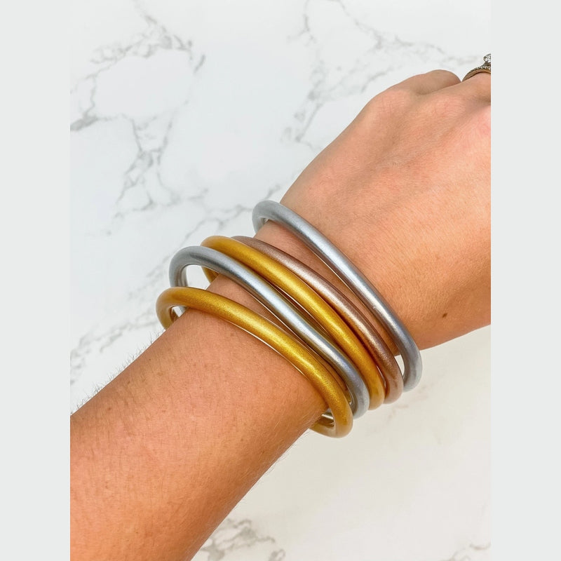 Jelly Bangle Sets - Silver, Gold & Rose 
